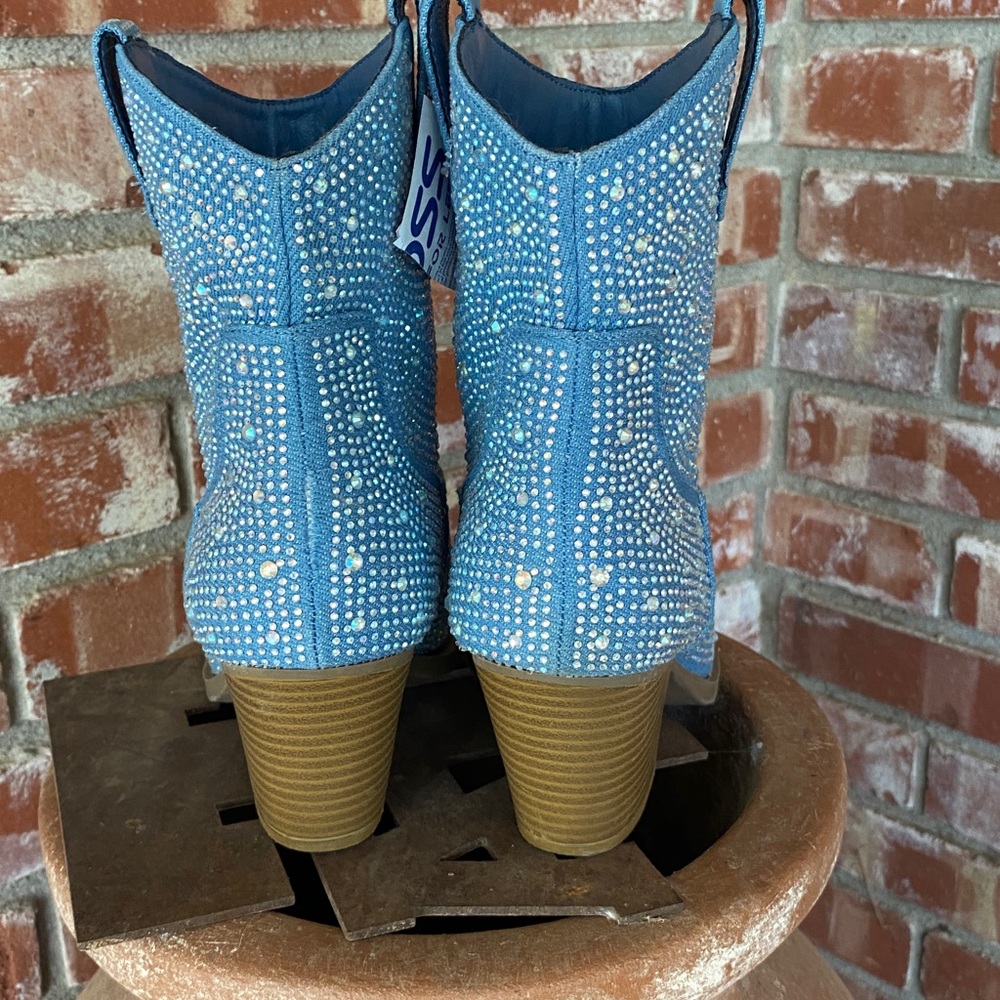 Glitter Rhinestone BLUE Booties - Picture 6 of 10